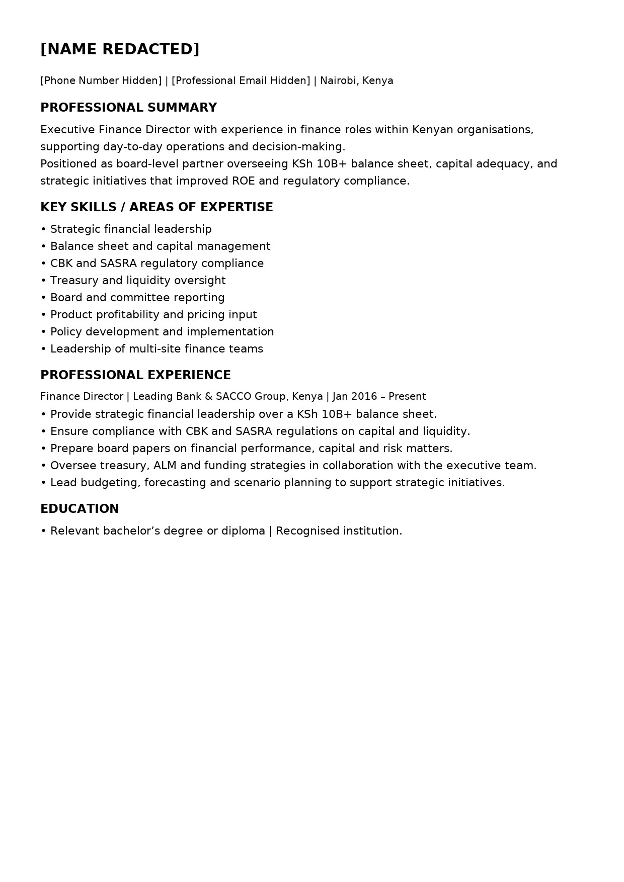 Before and after CV sample for a senior supply chain manager in Kenya